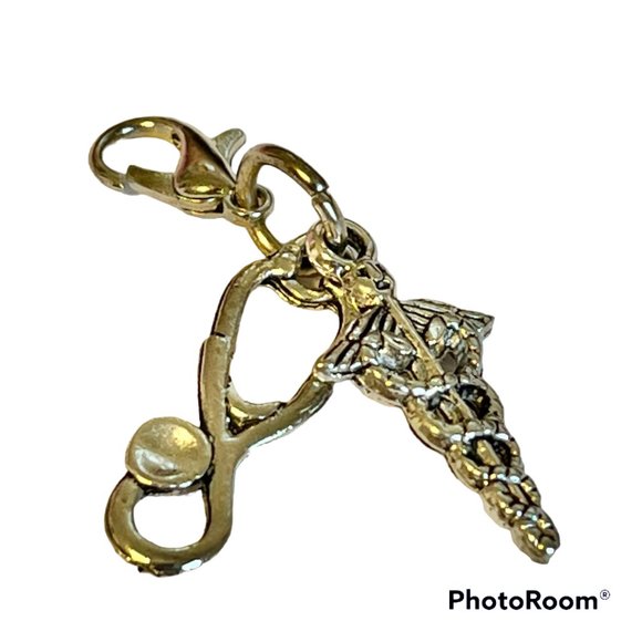 Medical Nursing Caduceus Stethoscope Charm Clip On Zipper Pull MD RN RRT - Picture 2 of 8